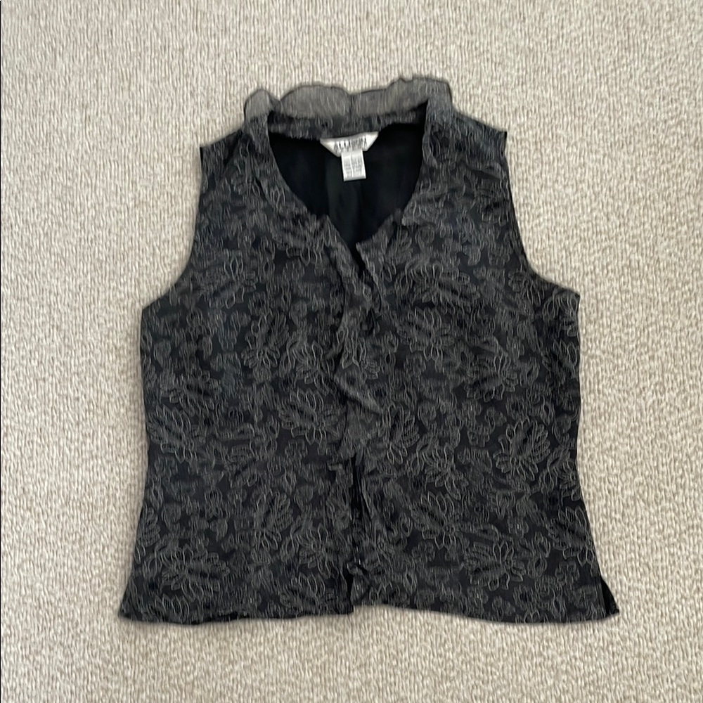 Allison Taylor Black Ruffled Buttoned Silk Blouse